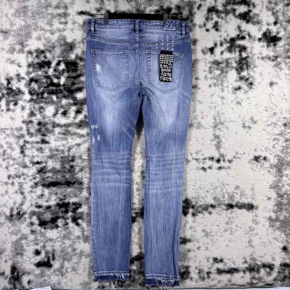 Ksubi Jeans Mens Size 33 Light Wash Royalty And The Streets Distressed Knee